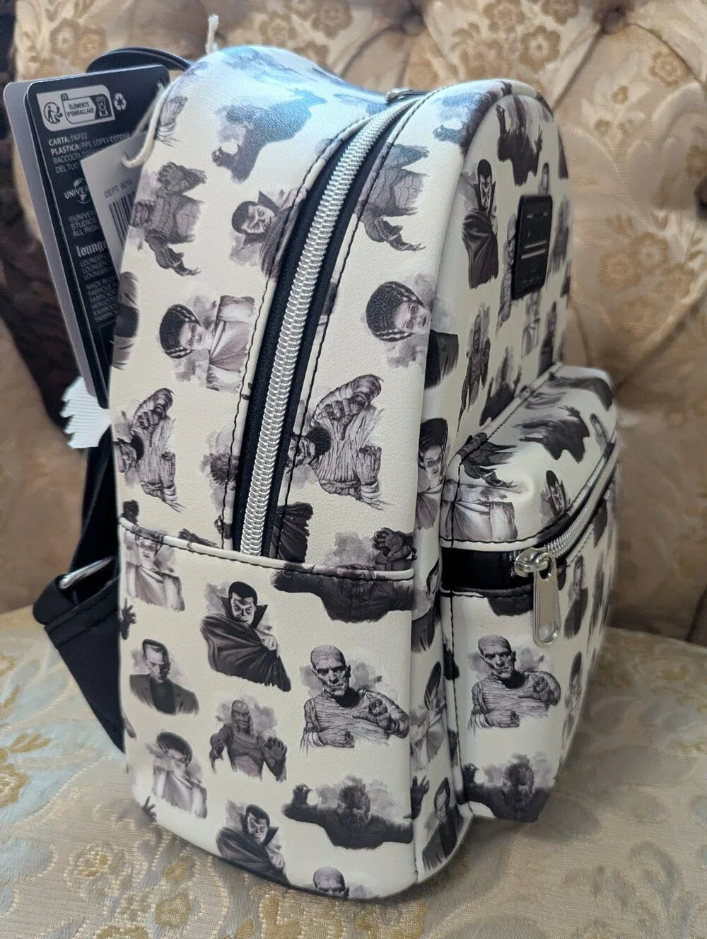 Loungefly Universal Monsters Black & White Monochrome Mini Backpack